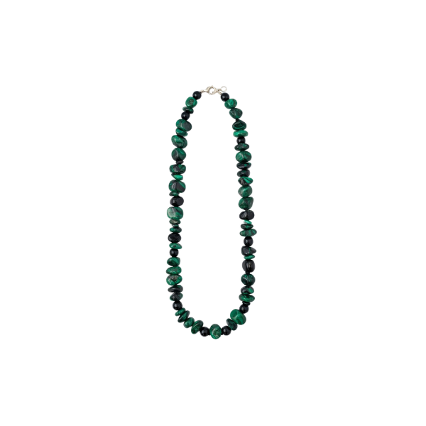 Congolese Malachite & Black Onyx Tumbled Stone Necklace