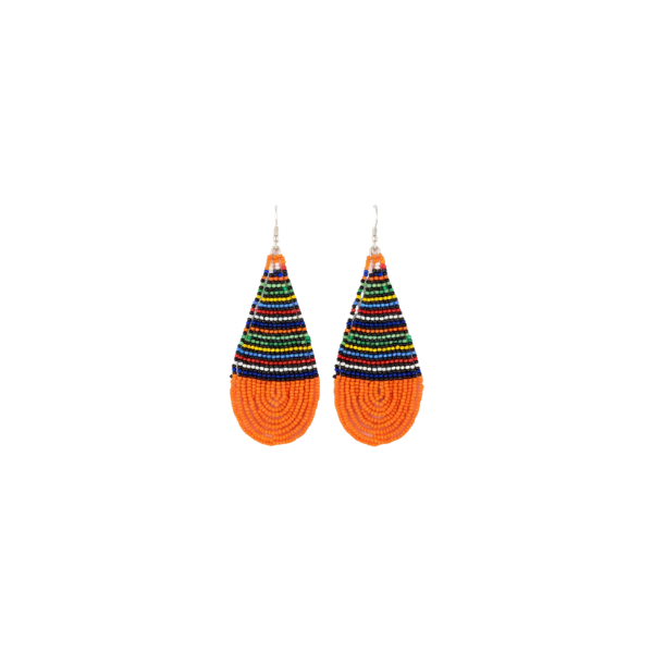 Maasai Teardrop Beaded Earrings — Sunset Multicolour